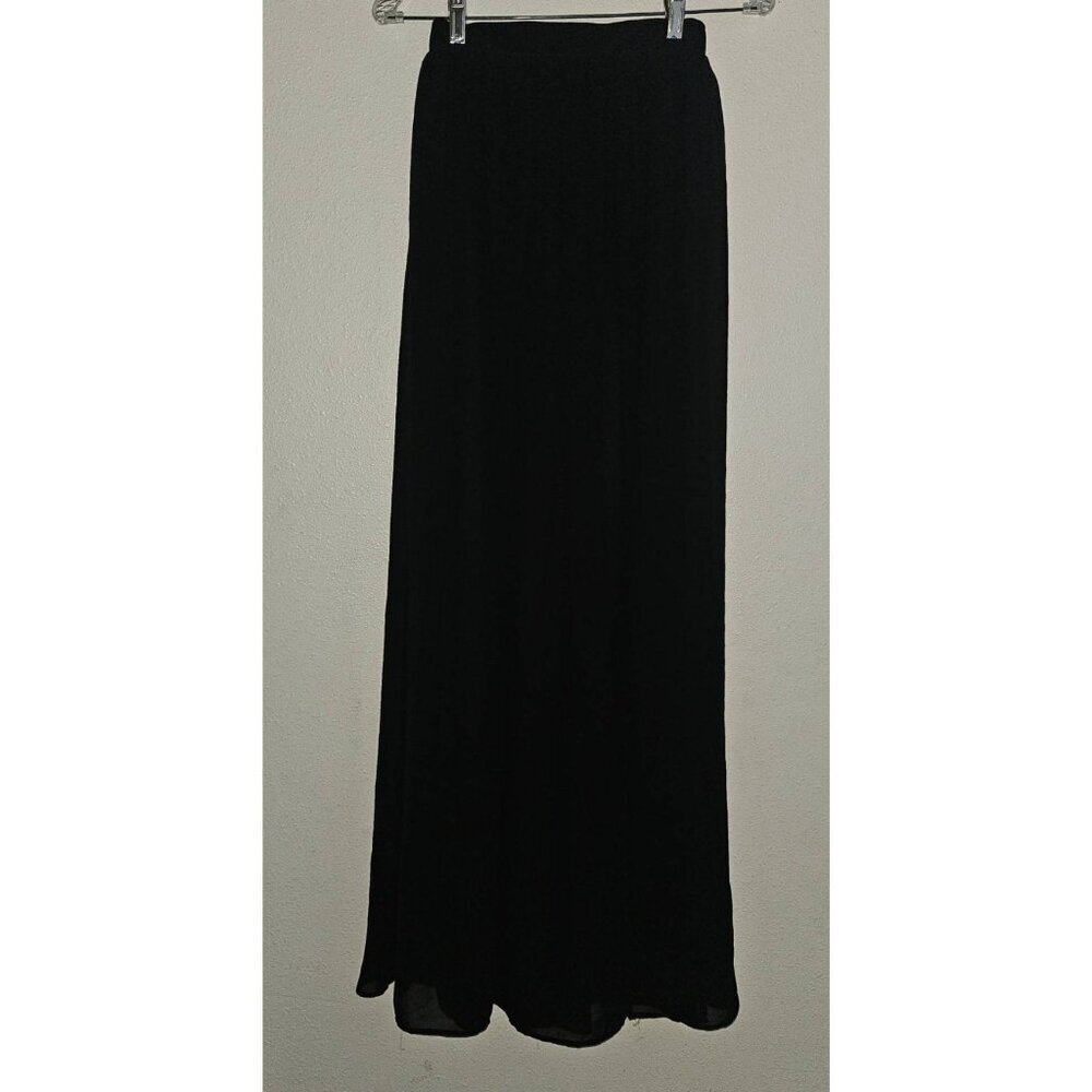 Lulus Solid Black Maxi Skirt Long Sheer Layer Slit Lined Women's XS